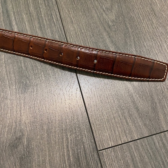 Canali Brown Leather Embossed Belt Size 115/130 - Picture 6 of 7